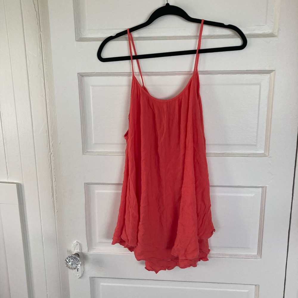 Coral spaghetti strap swimsuit cover up